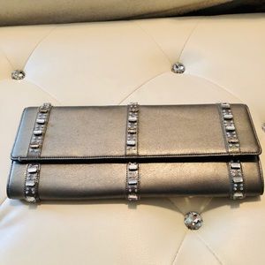 Nine West pewter crystal clutch